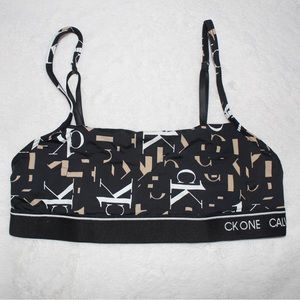 Calvin Klein Women’s CK One Micro Bralette Small, Intersection Logo Print Black